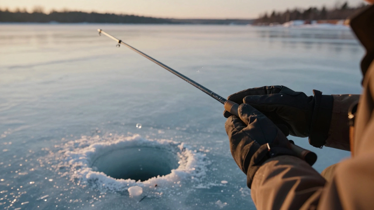 Рука рыбака ощущает едва заметное дрожание лески, над головой — ледяная пустыня.
