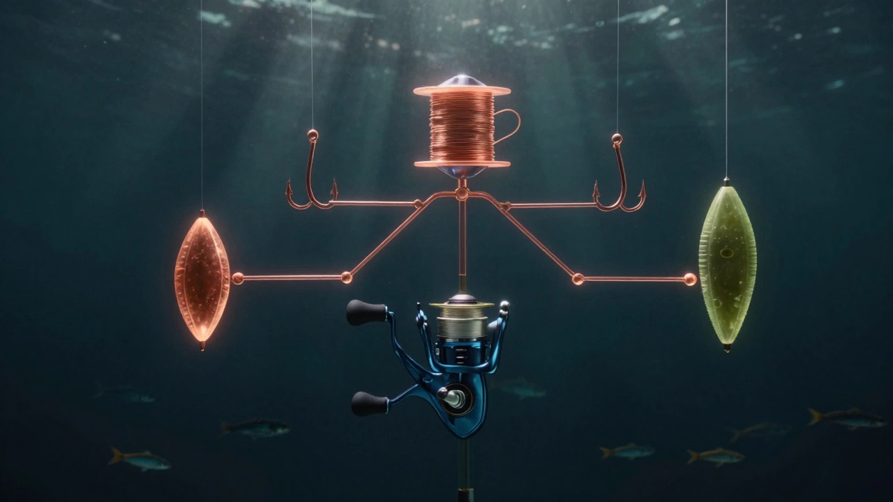 Схематичное изображение рыболовных снастей как взаимосвязанных элементов.