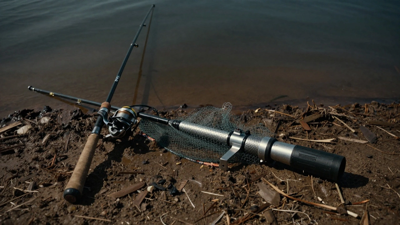 Запрещенные снасти, такие как сети и электрошокеры, на берегу